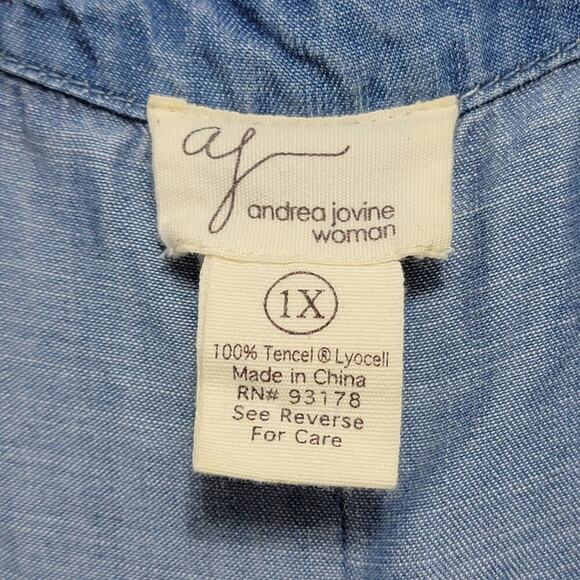 Andrea Jovine Chambray Top 1x Blue Lyocell 688 - Picture 3 of 11
